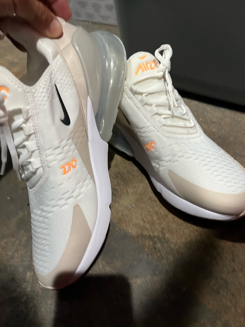 Nike Air Max 270  women’s dh3050-100White with Beige and Orange Accents no box